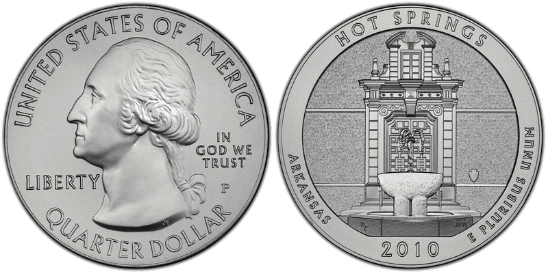 2010 (P) Hot Springs National Park 5 oz Silver Quarter - Light Satin