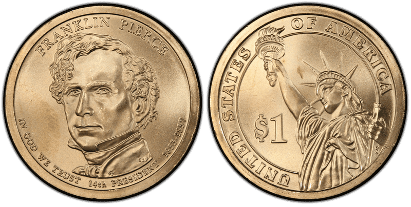 2010 (P) Satin Finish Presidential Dollar - Franklin Pierce, Position A