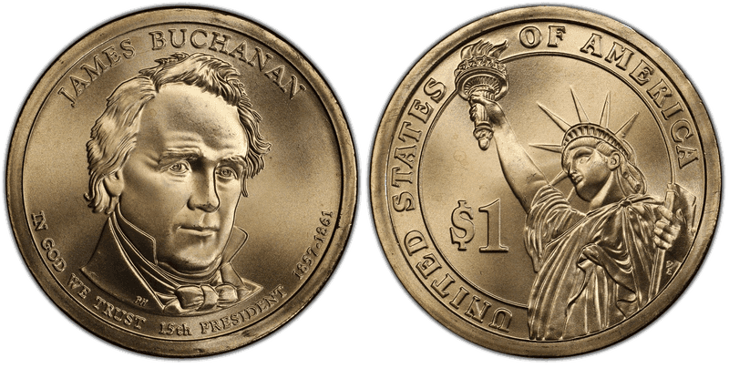 2010 (P) Satin Finish Presidential Dollar - James Buchanan, Position A