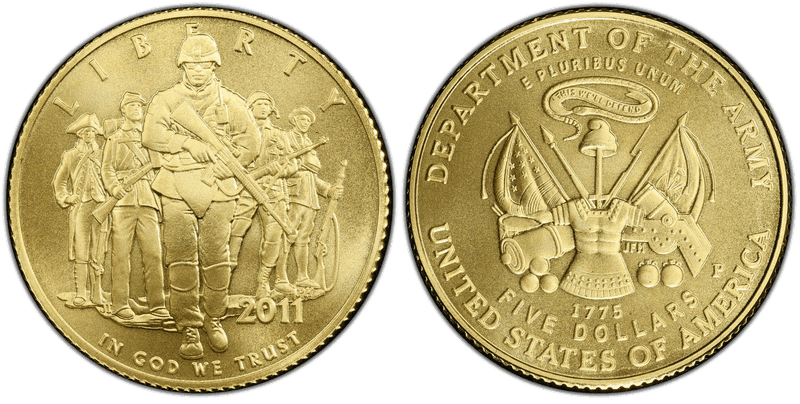2011 United States Army Commemorative Five Dollar Gold