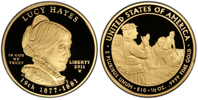 2011 (W) Proof Lucy Hayes First Spouse Ten Dollar Gold