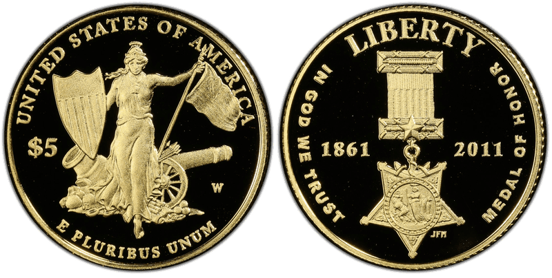 2011 (W) Proof Medal of Honor Commemorative Five Dollar Gold