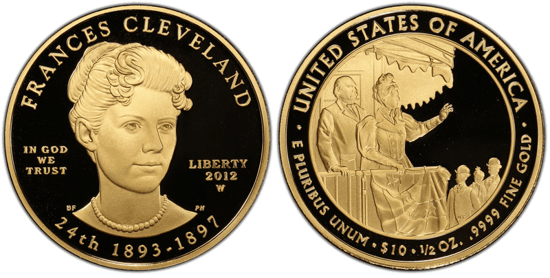 2012 (W) Proof Frances Cleveland 2nd First Spouse Ten Dollar Gold