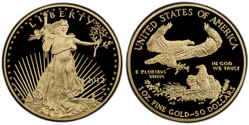 2012 (W) Proof American Eagle Fifty Dollar Gold