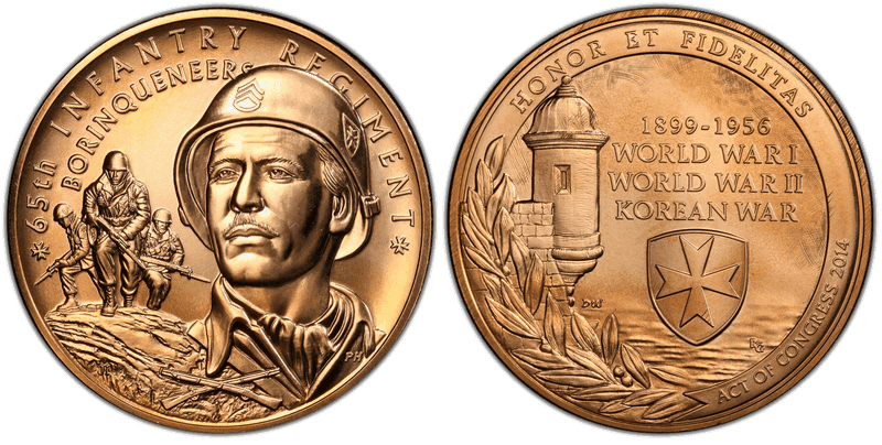 2014 Medal U.S. Army 65th Infantry Regiment Bronze 38mm