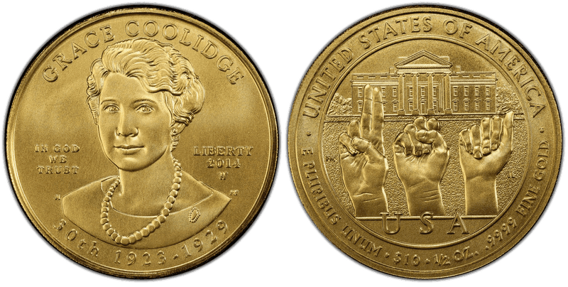 2014 (W) Grace Coolidge First Spouse Ten Dollar Gold