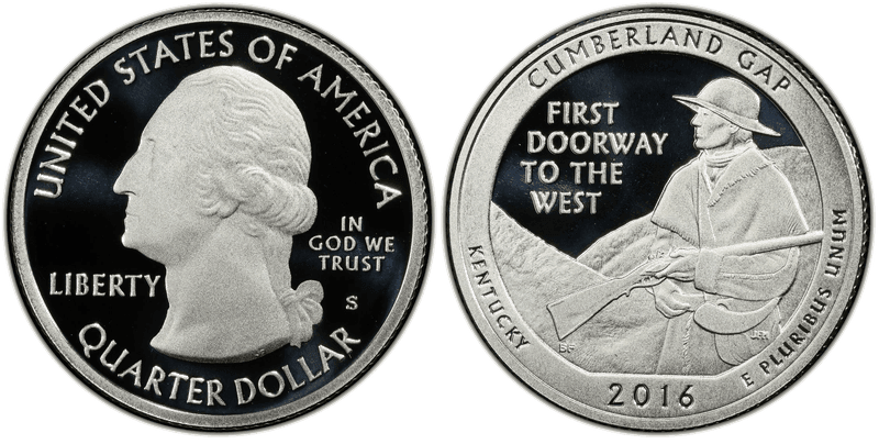2016 (S) Proof Cumberland Gap NP-Silver Quarter