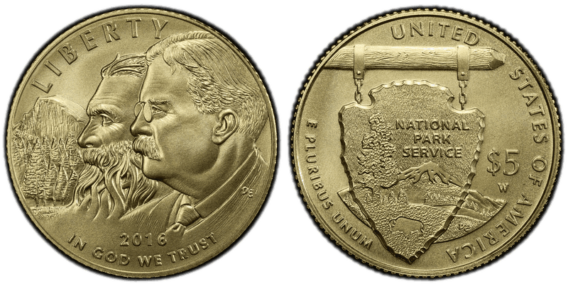 2016 National Park Service 100th Anniversary Commemorative Five Dollar Gold
