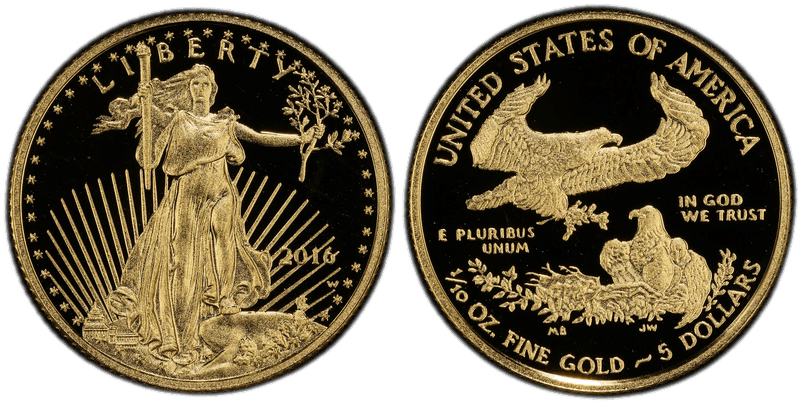 2016 (W) Proof American Eagle Five Dollar Gold - 30th Anniversary