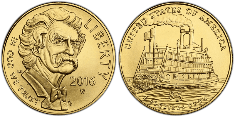 2016 Mark Twain Commemorative Five Dollar Gold
