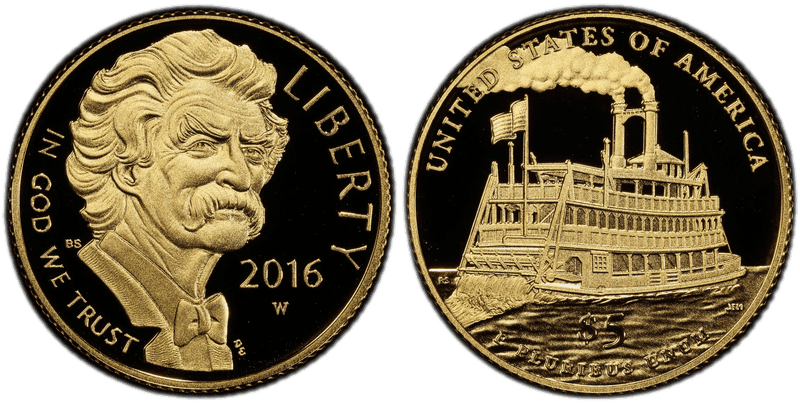 2016 (W) Proof Mark Twain Commemorative Five Dollar Gold