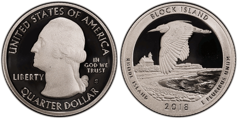 2018 (S) Proof Block Island NP-Silver Quarter