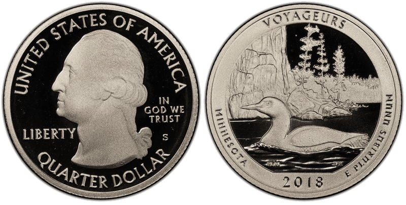 2018 (S) Proof Voyageurs National Park Quarter