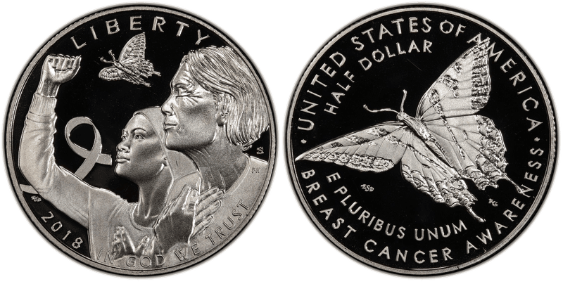 2018 (S) Proof Breast Cancer Awareness Commemorative Half Dollar