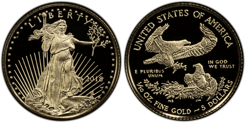 2018 (W) Proof American Eagle Five Dollar Gold