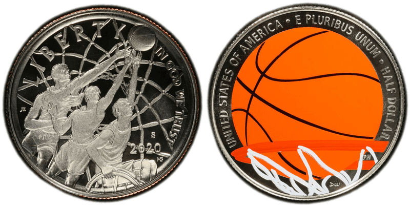 2020 (S) Proof Basketball Hall of Fame Colorized Commemorative Half Dollar