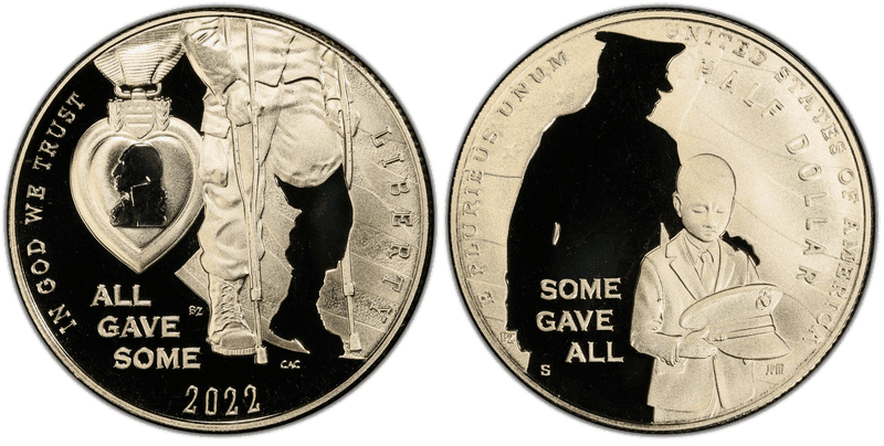 2022 (S) Proof National Purple Heart Hall of Honor Commemorative Half Dollar