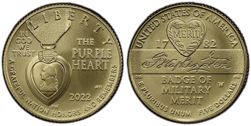 2022 National Purple Heart Hall of Honor Commemorative Five Dollar Gold