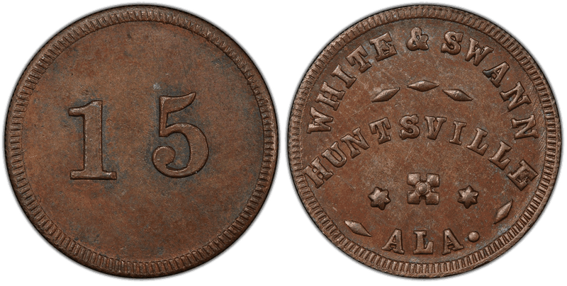 (No Date) Copper Civil War Store Card F-425A-5a, White & Swann AL