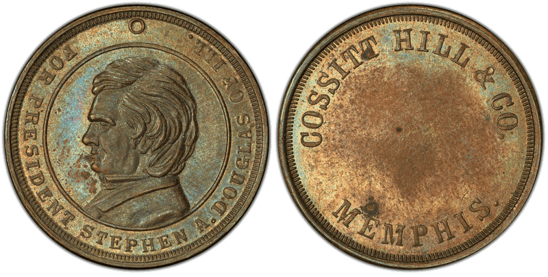 (No Date) Brass Civil War Store Card F-600A-5b, Cossitt Hill & Co. TN
