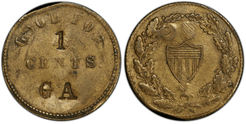 No Date Token F-60D-1b Brass PE 1 Cents GA MD