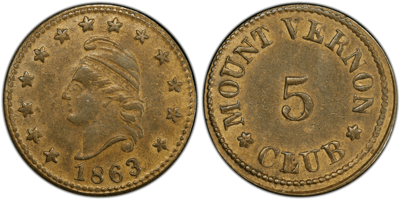 No Date Token F-60W-1b Brass PE Mount Vernon Club MD