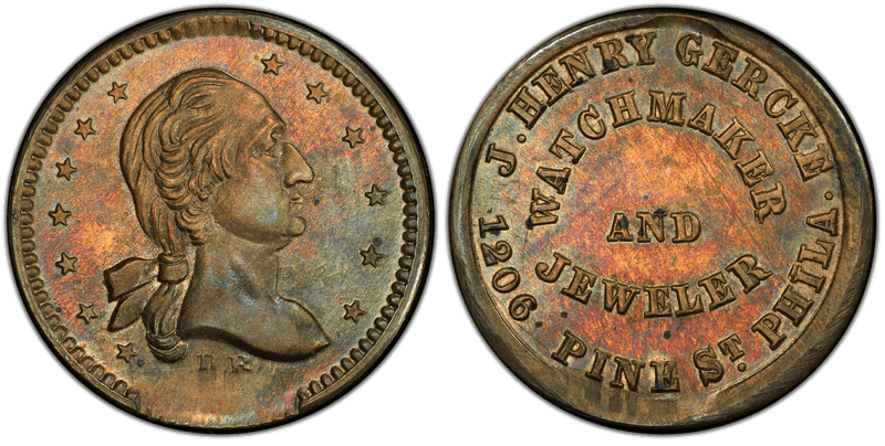 (No Date) Brass Civil War Store Card F-NC-D-1b, J. Henry Gercke PA