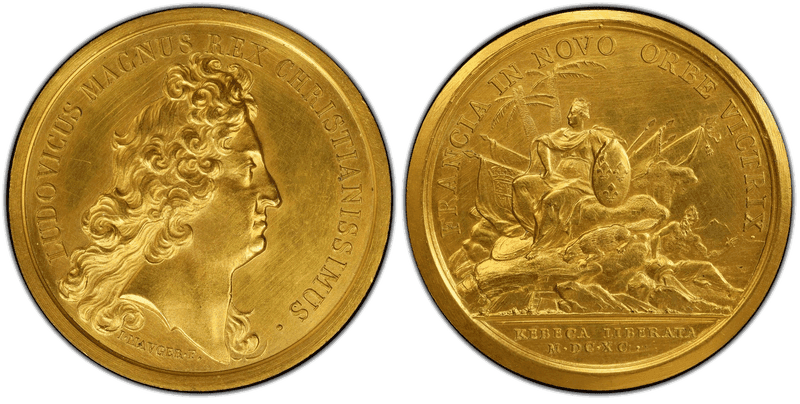 (1690) Gilt Bronze Medal Betts-68, Quebec Preserved