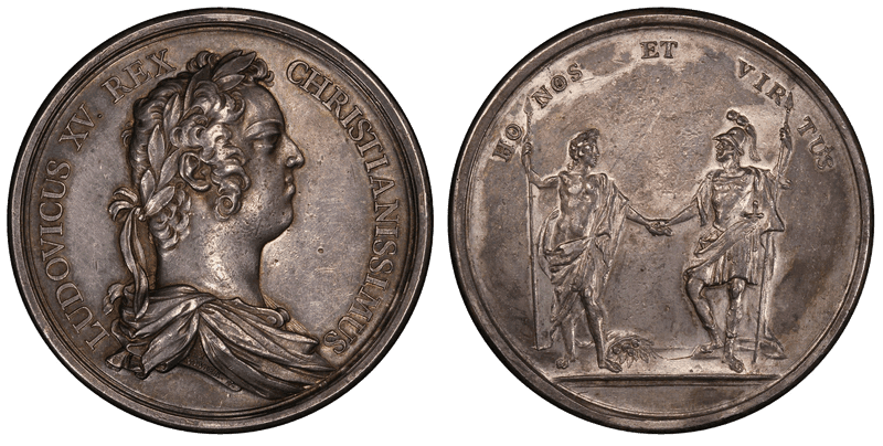 (1729) Silver Medal Betts-160, Louis XV Indian Peace