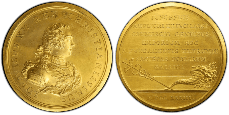(1733) Gilt Bronze Medal Betts-168, Company of the Indies