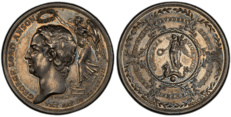 (1747) Silver Medal Betts-382, Lord Anson's Voyage