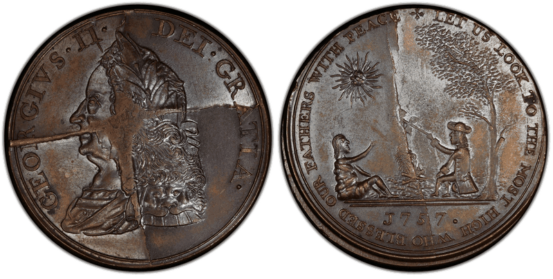 (1757) Bronze Medal Betts-401, Restrike American Indian Peace