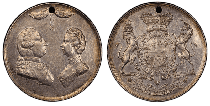 (1761) Silver Medal Betts-440, George III/Queen Charlotte