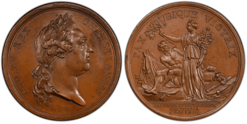 (1763) Bronze Medal Betts-444, Peace of Paris
