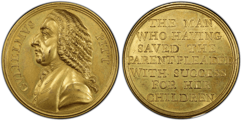 (1766) Gilt Bronze Medal Betts-515, William Pitt