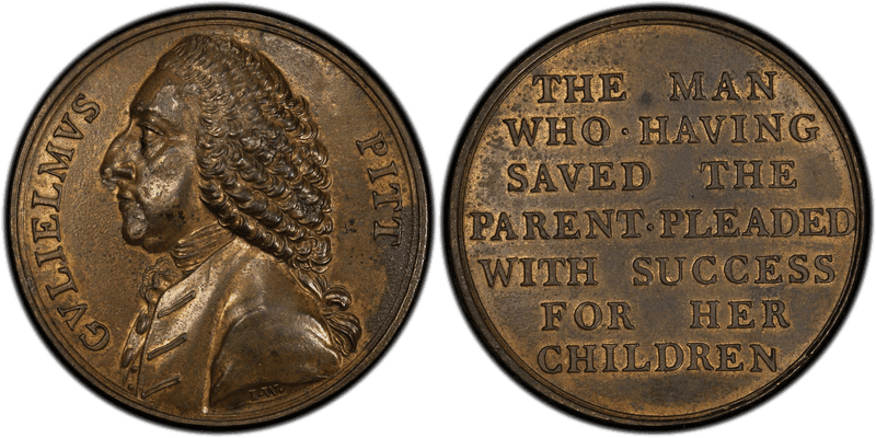 (1766) Brass Medal Betts-517, William Pitt