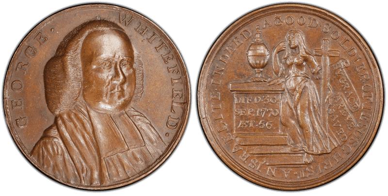 (1770) Copper Medal Betts-526, Var Rev. George Whitefield