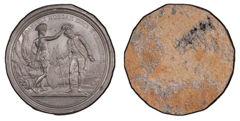 (1781) Obv Cliche White Metal Medal Betts-593, Morgan At Cowpens