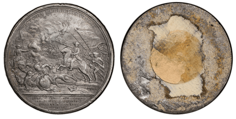 (1781) White Metal Medal Betts-593, Rev Cliche Morgan At Cowpens