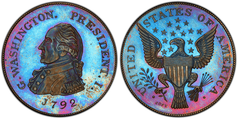 1792 Washington Getz Pattern Copper Idler Copy Half Dollar