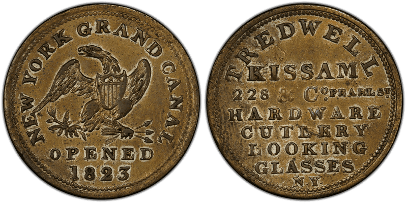 (1825-26) Brass Token Rulau-E Ny-921B, Tredwell, Kissam & Co.