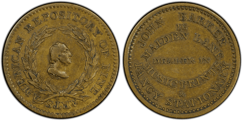 (1829-33) Brass Token HT-230, John Barker NY