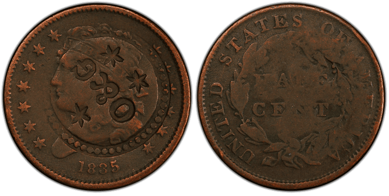 1835 Classic Head Half Cent - HT-545 C/M O&G on