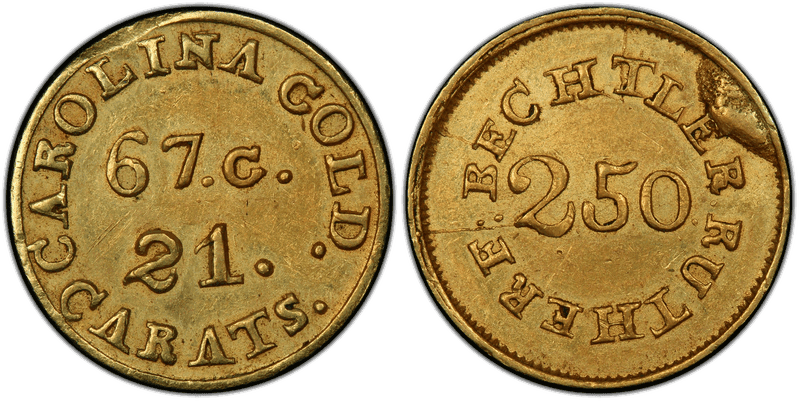 1837 C. Bechtler Two and a Half Dollar Gold Piece - 67 Grains, 21 Carats