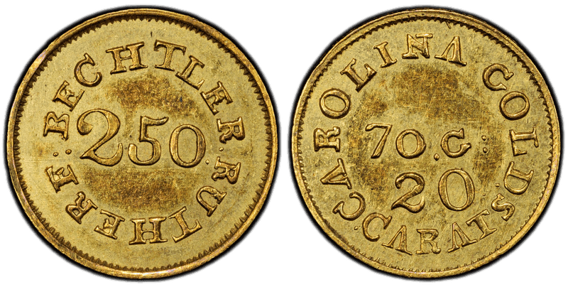 1837 C. Bechtler Two and a Half Dollar Gold Piece - 70 Grains, 20 Carats