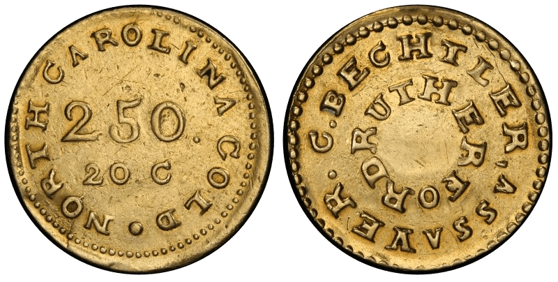1837 C. Bechtler Two and a Half Dollar Gold Piece - Carolina Above 250