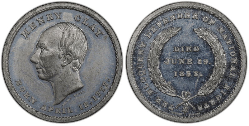 (1852) Medal Satterlee-143 White Metal Henry Clay by Merriam