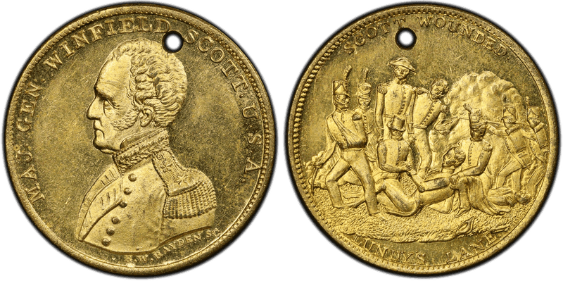 (1852) Token DeWitt WS-1852-12 Brass, Pierced Major Gen. Win. Scott Campaign