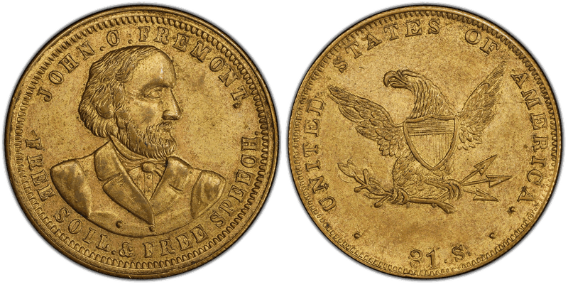 (1856) Token DeWitt JF-1856-10 Gilt Brass John C. Fremont Campaign