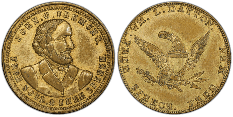 (1856) Token DeWitt JF-1856-8 Gilt Brass John C. Fremont Campaign